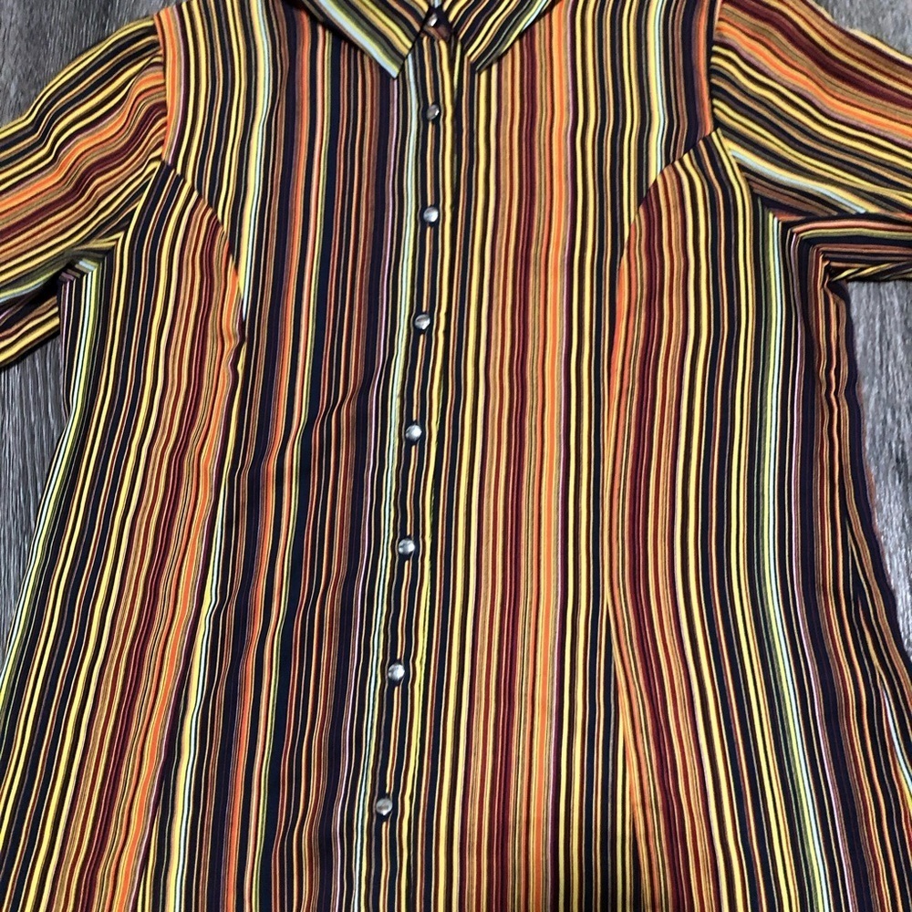EST. 1946 Retro Striped Bell Sleeve Button Down Blouse Top Small S - Picture 2 of 10